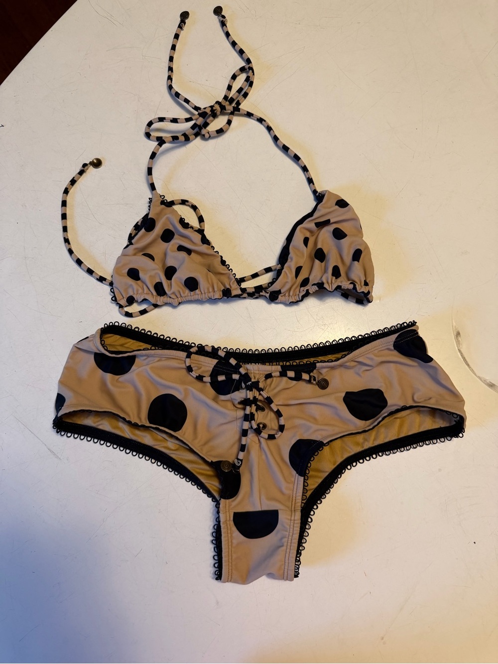 Jaded London Beige and Black Polka Dot Bikini Set - Picture 2 of 3